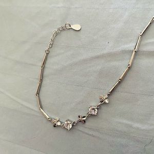 Clover white gold  and diamond crystal stone bracelet.
